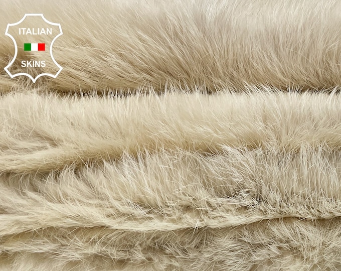 IVORY LIGHT BEIGE Rabbit Skin Shearling Fur Rug Pelt hairy 1 side usable Soft Italian leather hides hide skin skins 25"x48"  #B2411