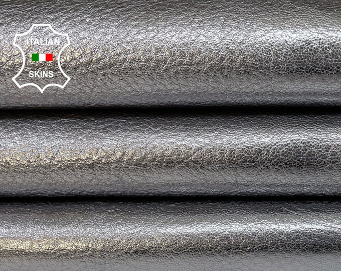 METALLIC SILVER PEBBLE Grainy Rough Thick Italian Goatskin Goat Leather hides hide skin skins 6sqf 1.3mm #B494