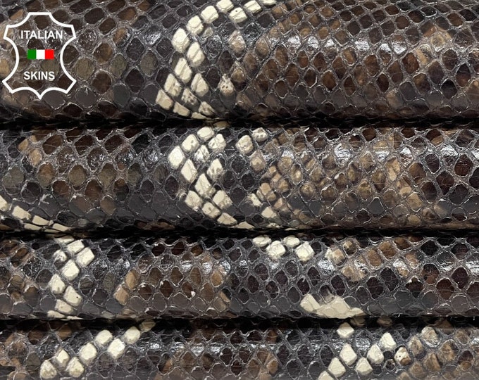 TAUPE BROWN PYTHON Snake Print Textured on Soft Italian Calfskin Calf Cow Leather hide hides skin skins 7sqf 1.1mm #B263