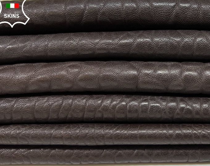 DARK BROWN BUBBLY Grainy Vegetable Tan Thick Soft Italian Lambskin Lamb Sheep leather pack 2 hides skins total 12sqf 1.2mm #B3201