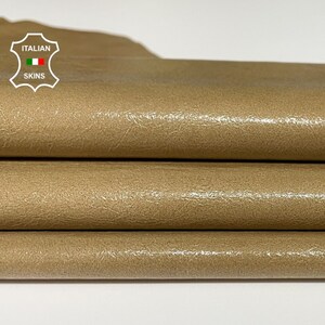 SAND CAMEL SHINY Patent Crinkled thin soft Italian Lambskin Lamb sheep leather skin skins hide hides 6+sqf 0.5mm #A9475