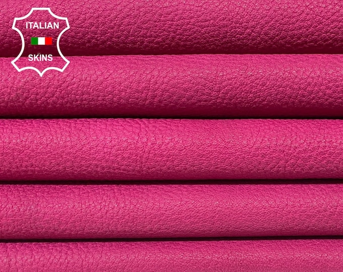RUBY HOT PINK Grainy Vegetable Tan Thick Italian Goatskin Goat Leather hides pack 2 skins total 10+sqf 1.4mm #B2282