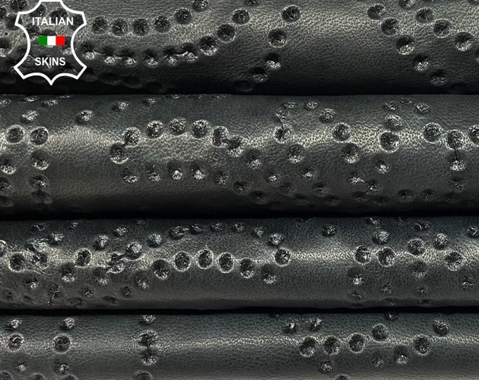 ANTHRACITE TEXTURED EMBOSSED soft Italian Lambskin Lamb Sheep Leather hide hides skin skins 7sqf 0.6mm #B189