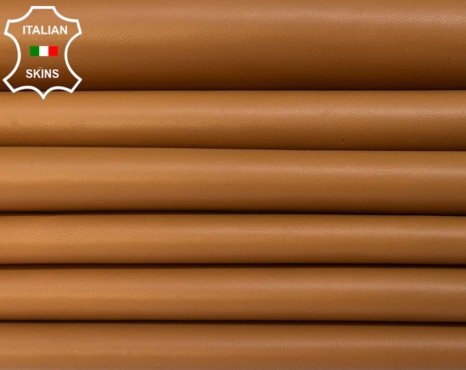 LIGHT BROWN Soft Italian Lambskin Lamb Sheep Leather pack 3 hides skins total 18sqf 0.9mm #B3878