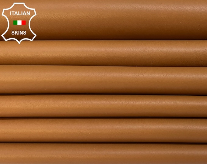 LIGHT BROWN Soft Italian Lambskin Lamb Sheep Leather pack 3 hides skins total 18sqf 0.9mm #B3878