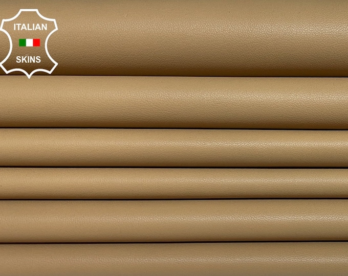 LIGHT SAND TAN Brown Soft Italian Lambskin Lamb Sheep Leather hides pack 5 skins total 28sqf 0.7mm #B2802