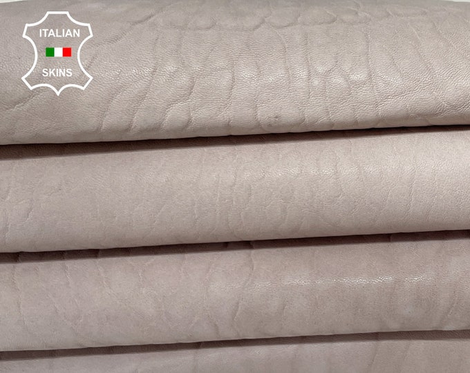 NUDE BEIGE BUBBLY natural grainy textured thick vegetable tan Italian Lambskin Lamb Sheep Leather 2 skins total 10sqf 1.2mm #A7616