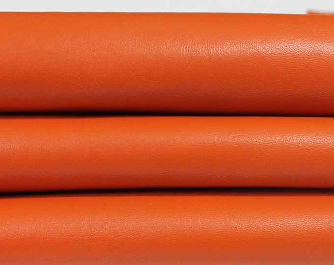 ORANGE Italian genuine Lambskin Lamb Sheep leather skins hides 0.5mm to 1.2mm