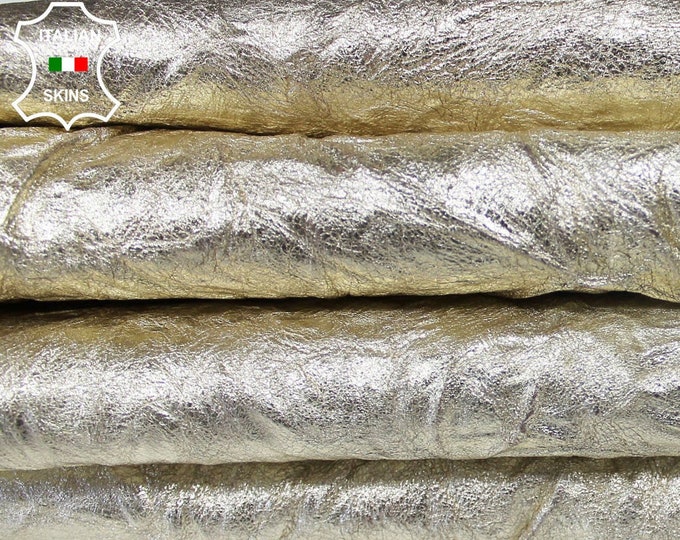 METALLIC GOLD WASHED wrinkle vintage red look wrinkled rough Goatskin Goat leather skin hide skins hides 2 skins total 12sqf 1.0mm #SI01
