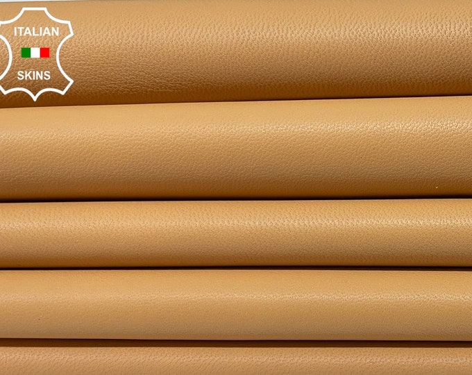 SANDY TAN BROWN Thick Soft Italian Lambskin Lamb Sheep Leather hides pack 2 skins total 10+sqf 1.1mm #B2434