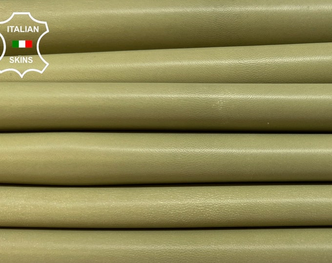 KHAKI GREEN Soft Italian STRETCH Lambskin Lamb Sheep Leather pack 3 hides skins total 12+sqf 1.0mm #B3573