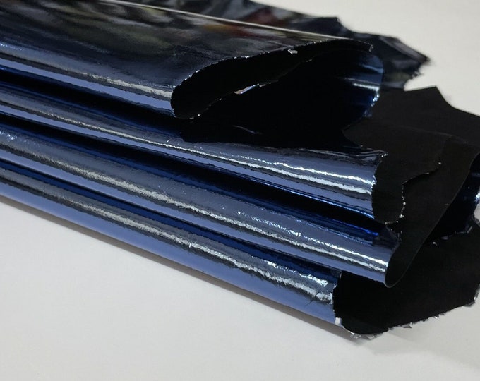 Delivered Duty paid - METALLIC BLUE Italian Goatskin Goat Leather pack 2 skins total 8+sqf 0.9mm #B1102