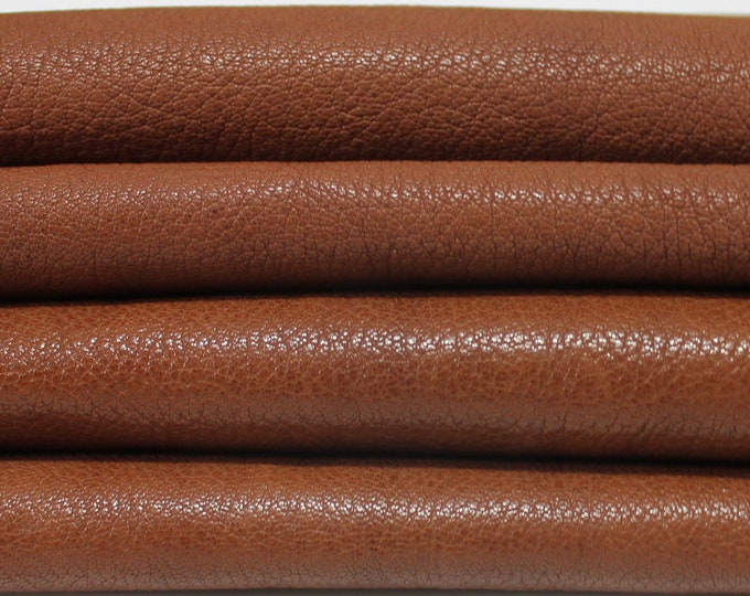 COGNAC BROWN ROUGH vegetable tan Italian genuine Goatskin Goat leather skins hides 0.5mm to 1.2mm