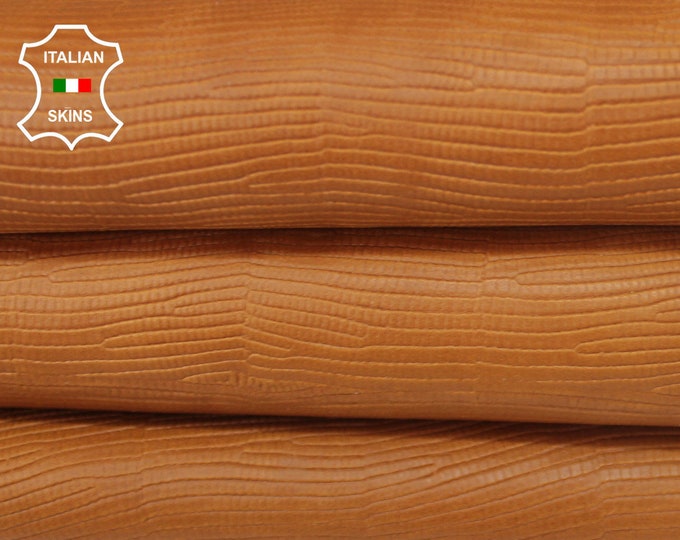 TAN BROWN TEJUS lizard reptile Embossed textured on veg tan Calfskin Calf Leather crafts bags shoes 2 skins total 14sqf 1.0mm #A7351