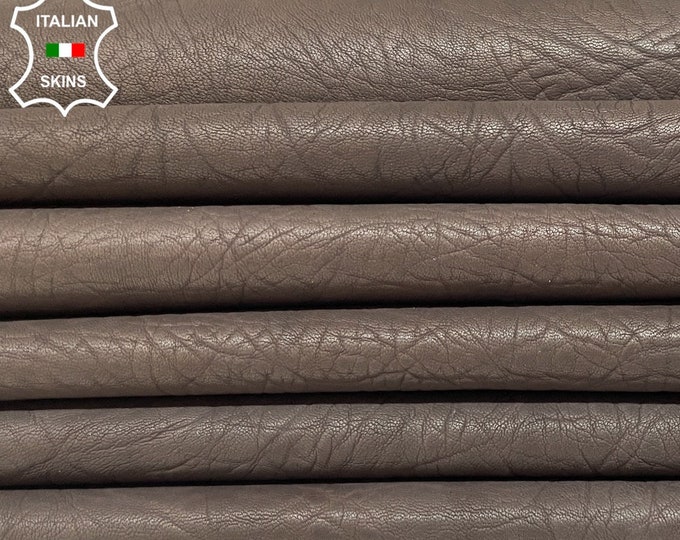 NATURAL DARK BROWN Grainy Textured Italian Goatskin Goat Leather hides pack 4 skins total 16sqf 1.0mm #B1835