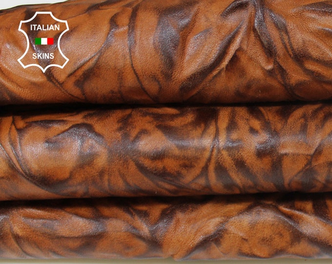 BROWN WRINKLED ANTIQUED rustic vegetable tan Italian lambskin lamb sheep wholesale leather skins 0.5mm to 1.2 mm