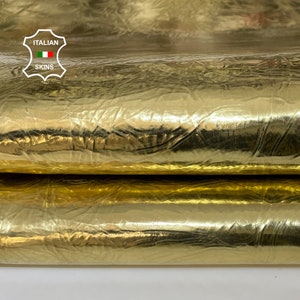 METALLIC GOLD CRINKLE strong Italian Calfskin Calf leather skin hide hides skins 7sqf 1.0mm #A9050