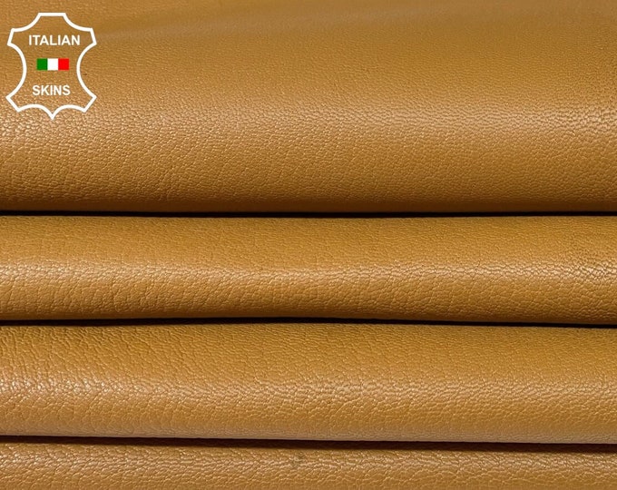 CAMEL SAND BROWN Rough Grainy Vegetable Tan Thick Italian Goatskin Goat Leather hides pack 2 skins 10+sqf 1.7mm #B142