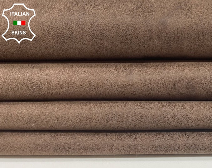 BROWN  VINTAGE LOOK Vegetable Tan Soft Italian Lambskin Lamb Sheep Leather hides hide skin skins 8+sqf 0.7mm #B1460