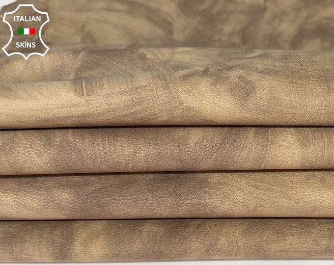 BEIGE HAND BRUSHED distressed Italian Lambskin Lamb Sheep leather skin hide skins hides 7sqf 0.8mm #A9282