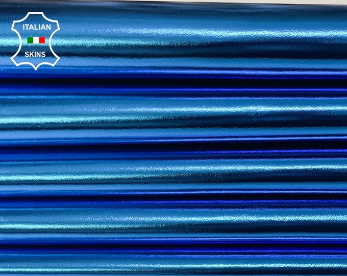 METALLIC BLUE AZURE Italian lambskin Lamb Sheep leather skin skins hide hides 5-7sqf 0.8mm