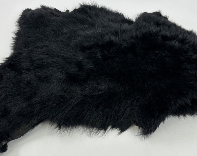 BLACK Hair On Soft sheepskin Lamb shearling fur hairy sheep Italian leather pack 2 hides skins total 5+sqf 21"x28" #C2598