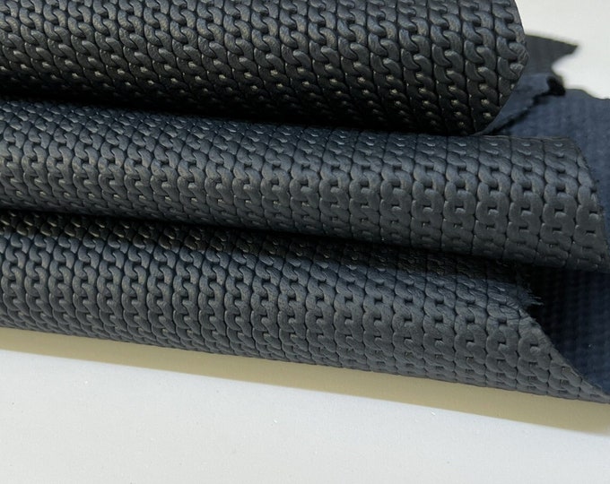 DARK GREY CHAIN Textured Embossed Print On Thick Italian Goatskin Goat Leather hide hides skin skins 7+sqf 1.1mm #B8822