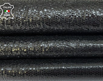 BLACK SHINY CRISPY Thick Italian Goatskin Goat Leather hide hides skin skins 4-6sqf 1.0mm #B320