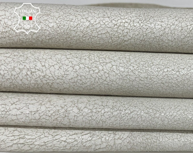 WHITE CRACKLED distressed stonewash vintage look Italian lambskin lamb sheep wholesale leather skins 0.5mm to 1.2 mm