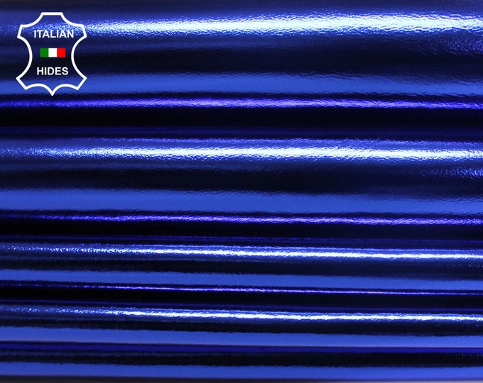 METALLIC COBALT BLUE Italian genuine Lambskin Lamb Sheep leather skins hides