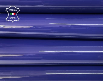 Delivered Duty Paid-BLUE PATENT shiny wet look Italian calfskin calf cow leather  pack 2 skins total 7sqf 1.1mm #A8201