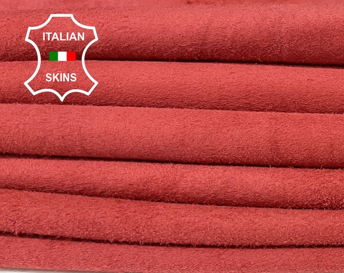 PERSIAN RED SUEDE Italian soft Lambskin Lamb Sheep leather sewing material crafts 2 skins total 14sqf 0.5mm #A8830