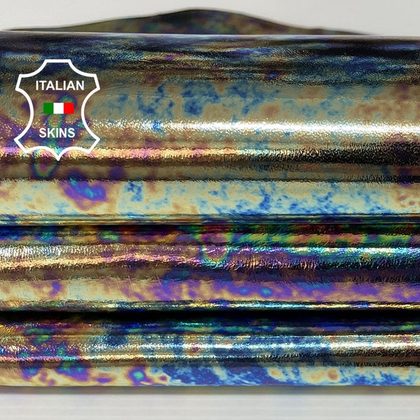 GASOLINE METALLIC OLEOGRAPHIC Petrol multicolors holographic Italian Lambskin Lamb Sheep leather skins hides skin hide 5-10sqf 0.7mm #CA3