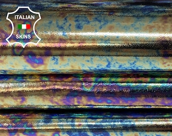 GASOLINE METALLIC OLEOGRAPHIC Petrol multicolors holographic Italian Lambskin Lamb Sheep leather skins hides skin hide 5-10sqf 0.7mm #CA3