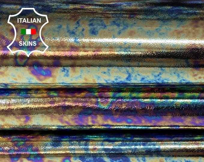 GASOLINE METALLIC OLEOGRAPHIC Petrol multicolors holographic Italian Lambskin Lamb Sheep leather skins hides skin hide 5-8sqf 0.7mm #A7186