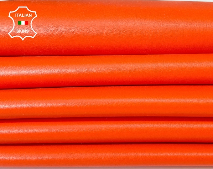 BRIGHT ORANGE Italian genuine Lambskin Lamb Sheep leather skins hides 0.5mm to 1.2mm