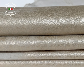 METALLIC PLATINUM crackled distressed stonewash vintage look Italian Lambskin Lamb Sheep leather 2 skins total 18sqf 0.8mm #A7731