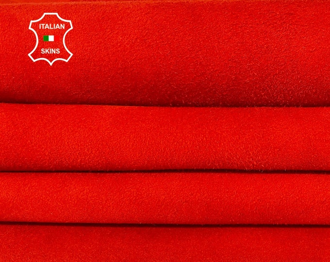RED CORAL SUEDE Italian goatskin goat leather hide hides skin pack 2 skins total 10sqf 1.0mm #A8172