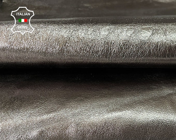 METALLIC GUN METAL crispy thick strong Italian goatskin goat leather skin skins hide hides 2 skins total 12sqf 1.2mm #A8058