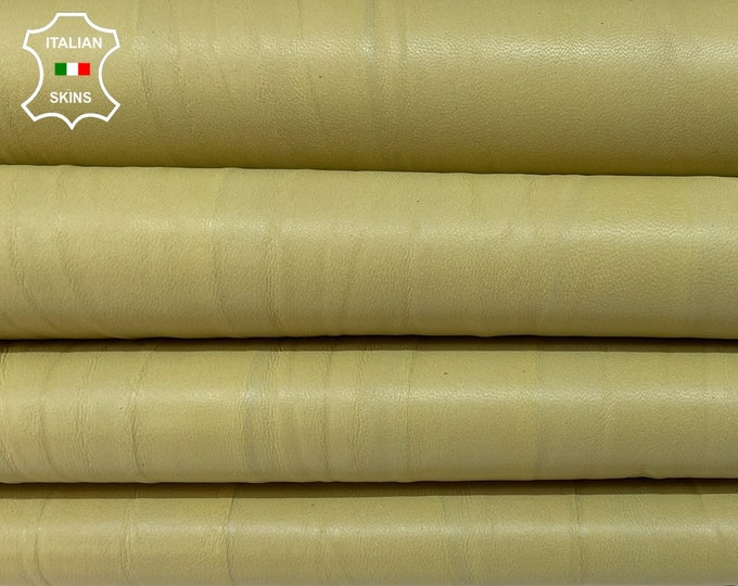 MUSTARD YELLOW TEXTURED Wrinkled Soft Italian Lambskin Lamb Sheep Leather hides pack 2 skins total 10+sqf 0.7mm #B321