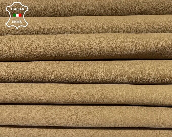 CAMEL BROWN MATTE Vegetable Tan Thick soft Italian Goatskin Goat Leather hides pack 2 skins total 10sqf 1.2mm #B185