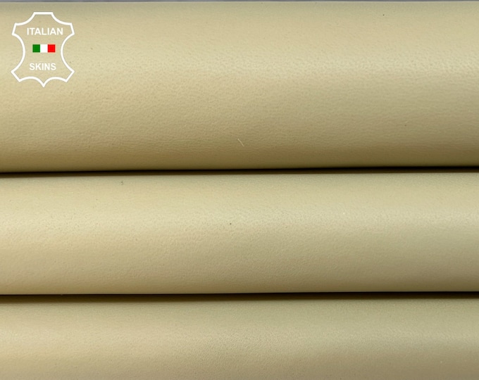 BEIGE STRETCH With LYCRA Cotton On Backside Soft Italian Calfskin Calf Cow Leather hide hides skin skins 8sqf 0.8mm #B341