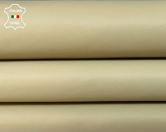 BEIGE STRETCH With LYCRA Cotton On Backside Soft Italian Calfskin Calf Cow Leather hide hides skin skins 8sqf 0.8mm #B341