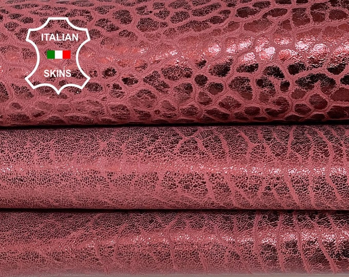 BUBBLY METALLIC WINE distressed grainy textured vintage thick Lambskin Lamb Sheep leather 2 skins total 10sqf 1.5mm #A7417