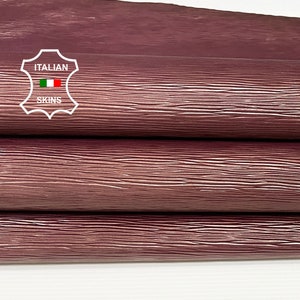 EPI WINE bordeaux shiny embossed textured Italian strong Goatskin Goat leather 2 skins hides total 7sqf 0.8mm #A7425