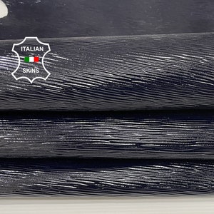 EPI very Dark Blue shiny embossed textured Italian strong Goatskin Goat leather 2 skins hides total 8sqf 0.9mm #A7427