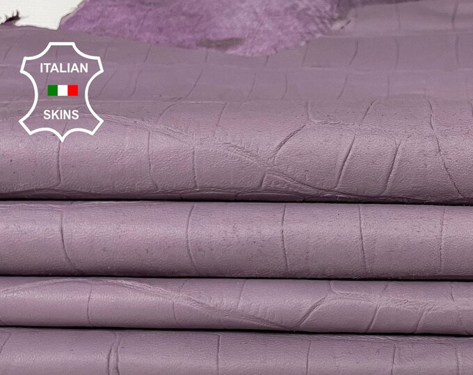 MAUVE lavender Crocodile embossed textured on soft Lambskin Lamb Sheep leather skins 7-11sqf 0.6mm #A7429