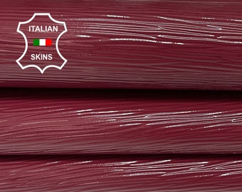 EPI WINE Red shiny embossed textured Italian Goatskin Goat leather 2 skins hides total 6sqf 0.8mm #A7461