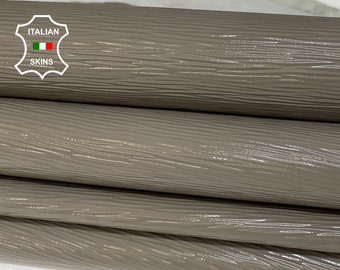 EPI PATENT Khaki Grey textured Italian Calfskin calf cow bags leather 2 skins hides total 12sqf 1.0mm #A7392
