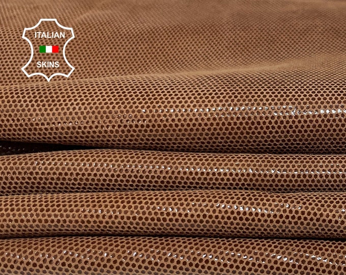 BROWN LAMé shiny dots thin soft Italian Lambskin lamb sheep leather 2 skins total 7sqf 0.4mm #A7257
